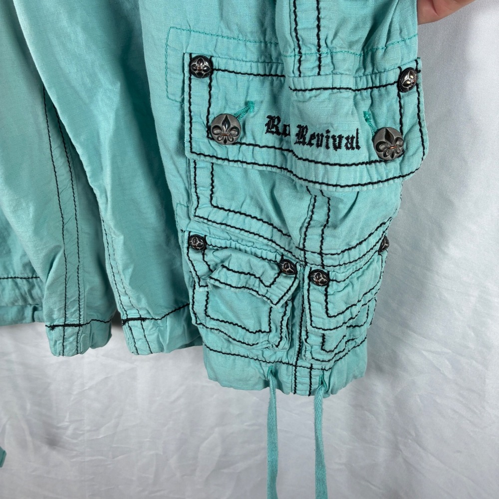 Rock Revival Cargo Shorts Mens 44 Y2K Baggy Ripstop Contrast Stitch RCM074-7 - Picture 6 of 16